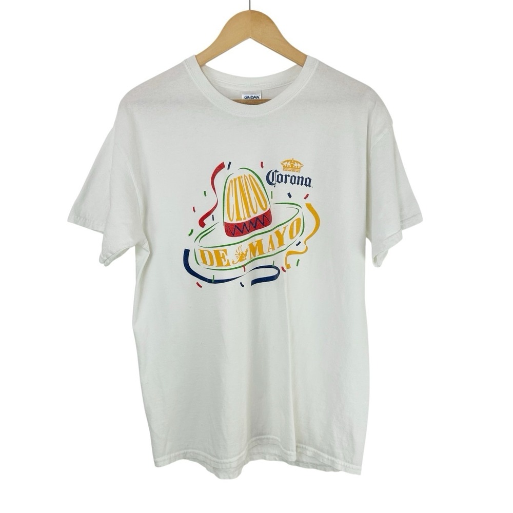 Corona Cinco De Mayo Sombrero‎ T-shirt Men's Large Gildan Heavy Cotton Graphic